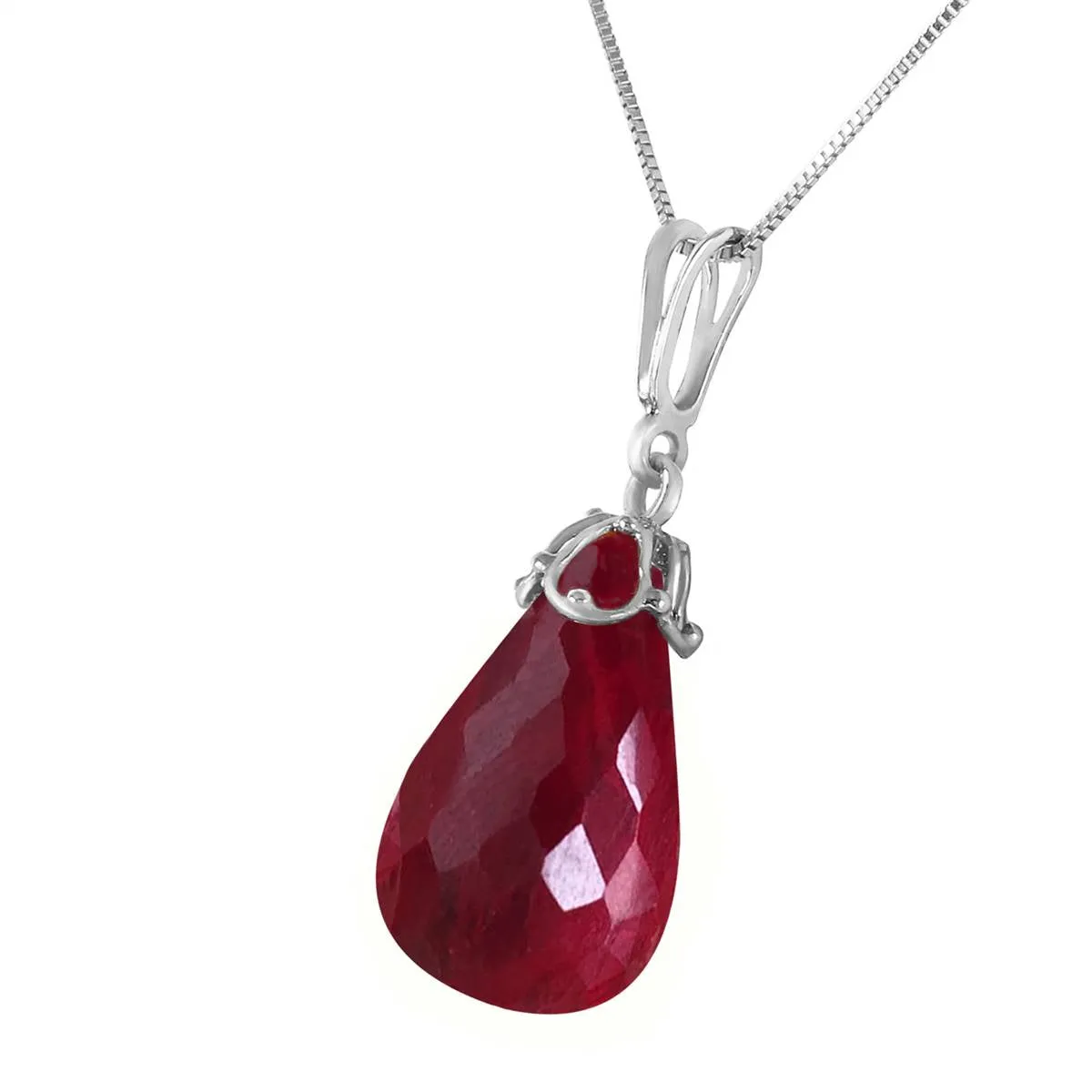 14.8 Carat 14K Solid White Gold Necklace Briolette Natural Ruby