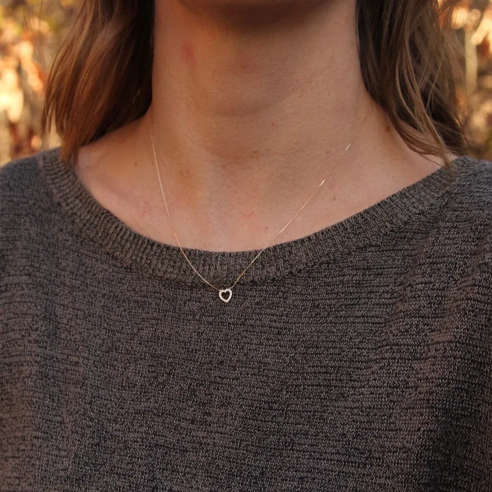 14K Yellow Gold & Cubic Zirconium Open Heart Necklace