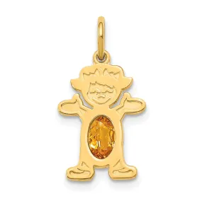 14k Yellow Gold Girl Oval Genuine Citrine