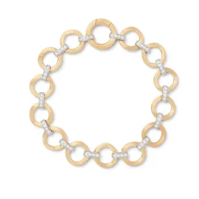 18K Yellow and White Gold Flat-Link Single Row Diamond Bracelet