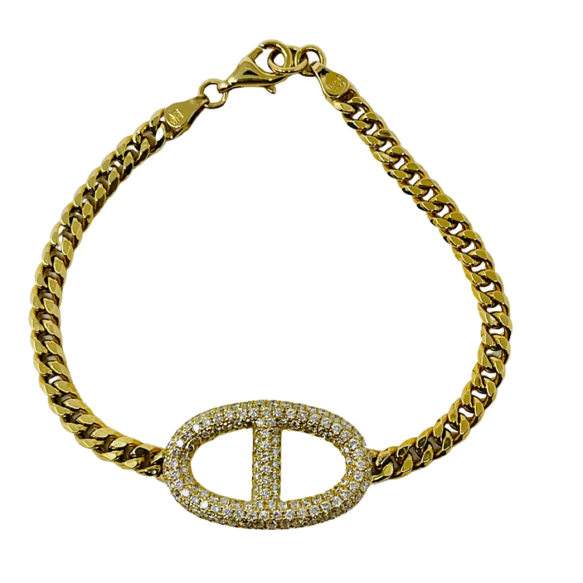 18K Yellow Gold 1.44ct Diamond Mariner Link  Bracelet