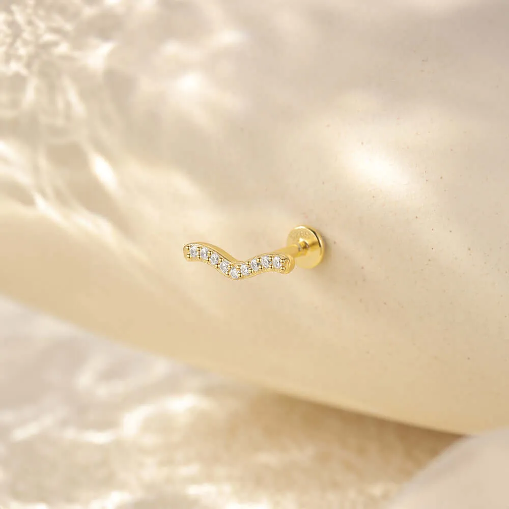 925 Silver Simple Bird Shape CZ Diamond Flat Back Earrings