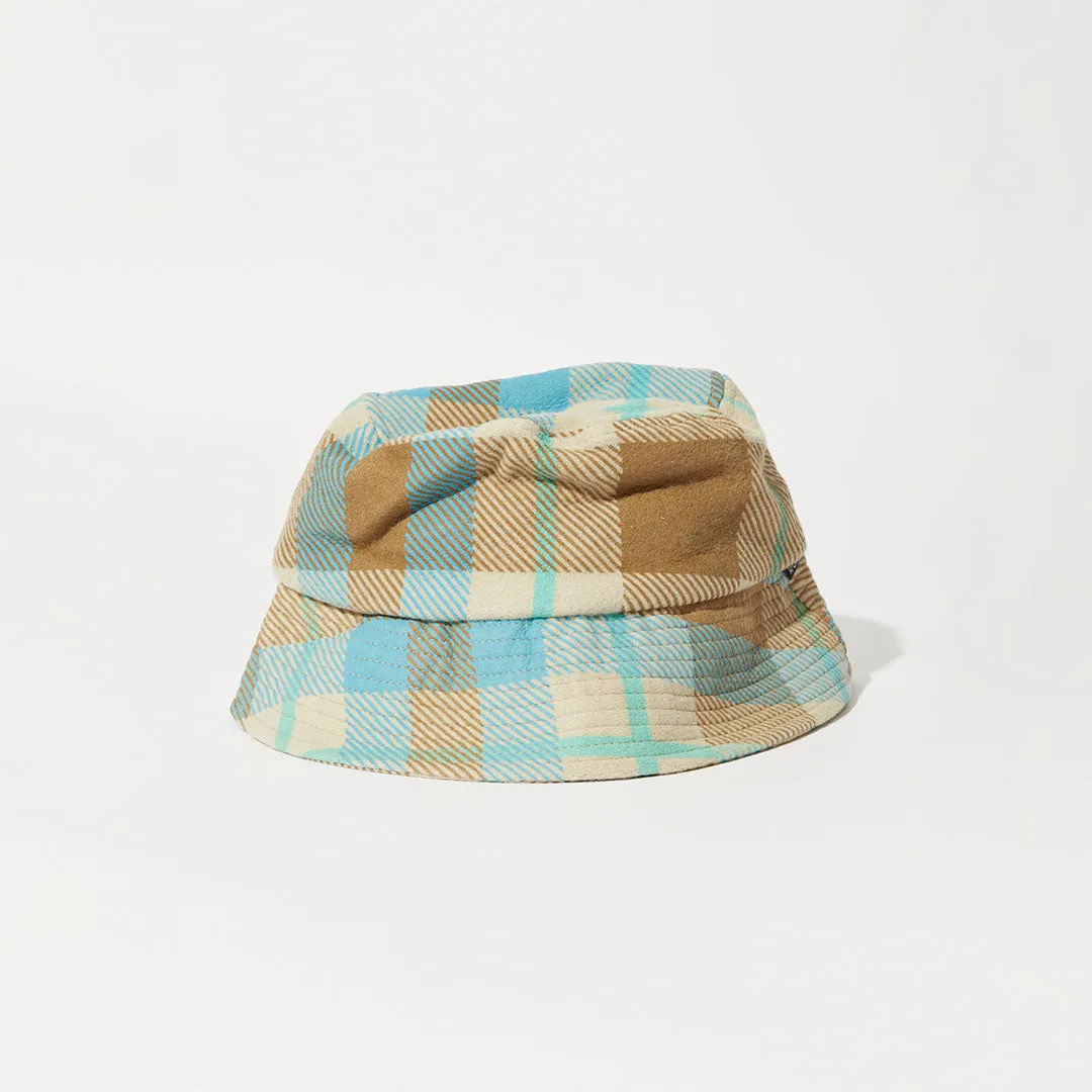 AFENDS Unisex Millie - Reverse Fleece Bucket Hat - Tan Check