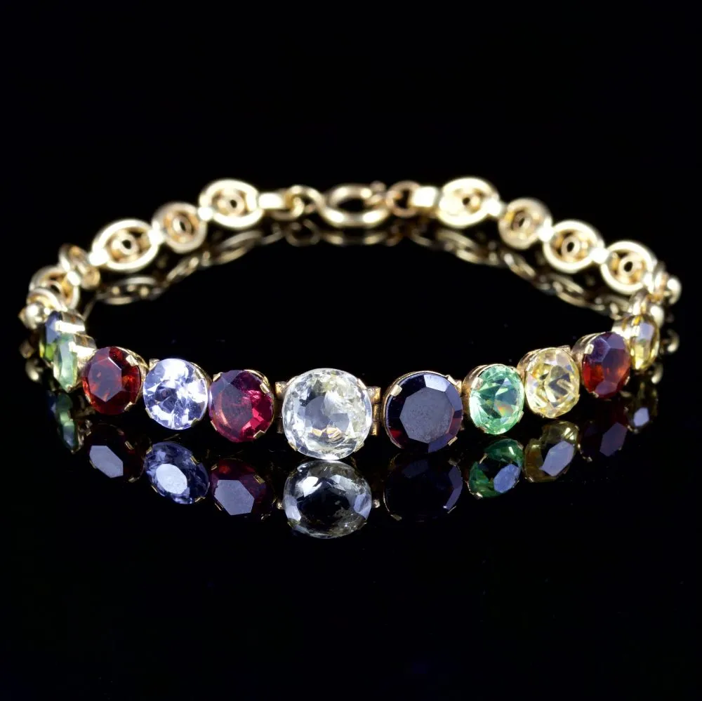 Antique Victorian Gemstone Bracelet 18Ct Gold Circa 1880