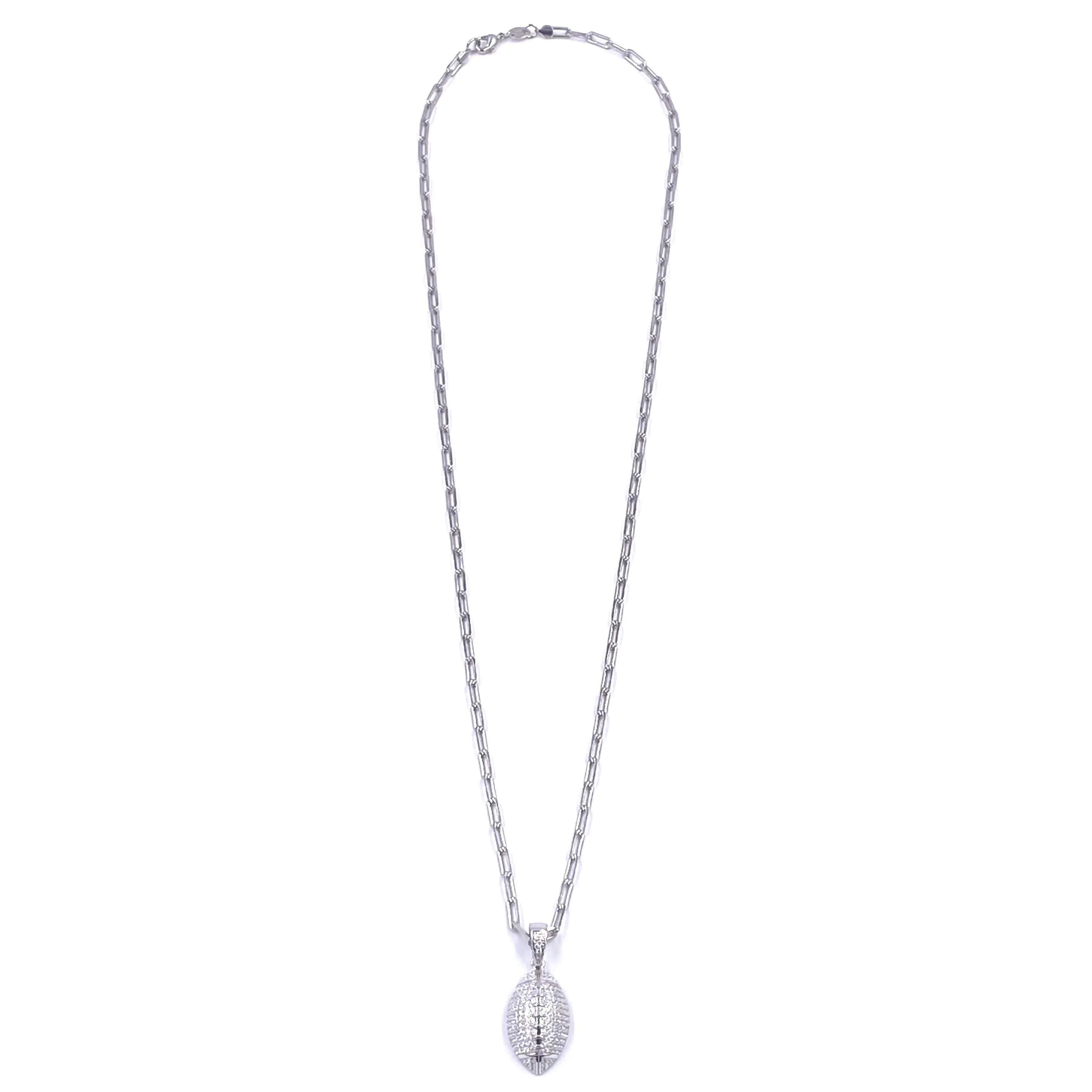 Ashley Gold Stainless Steel CZ Floating Football Charm Necklace