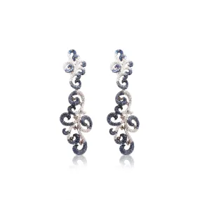 Blue Sapphire & Diamonds Earrings