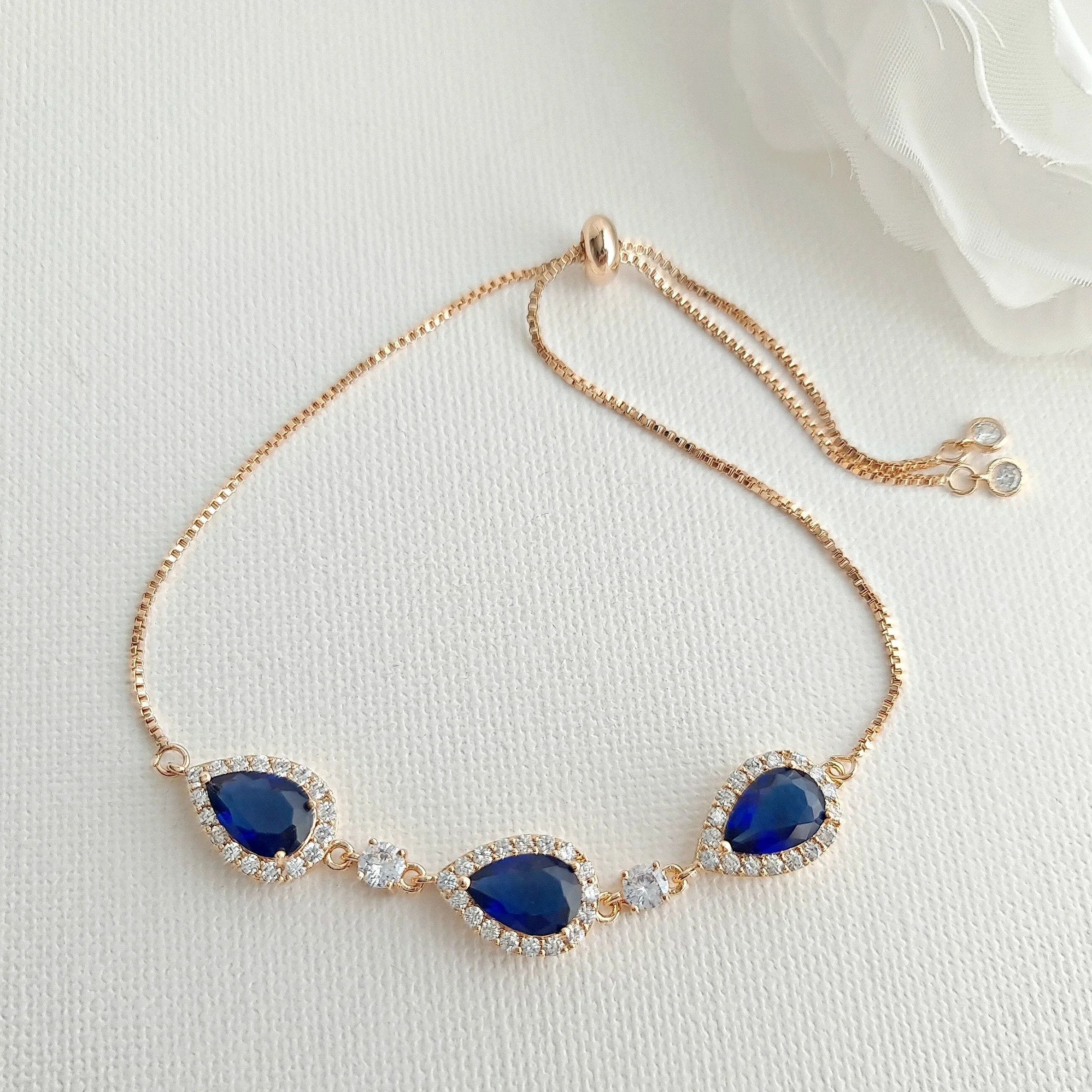 Blue Wedding Jewelry Set with Rose Gold-Aoi