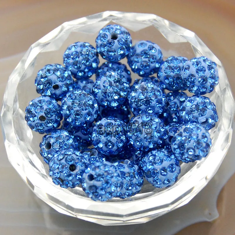 Czech Crystal Rhinestones Spacer Pave Clay Disco Ball 50 Pcs Connector Beads 10mm