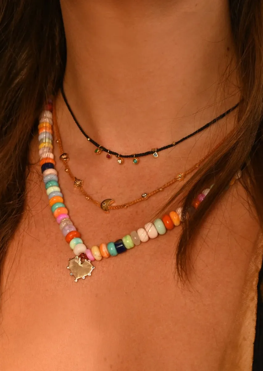 Gemstone Bezel Charms Necklace