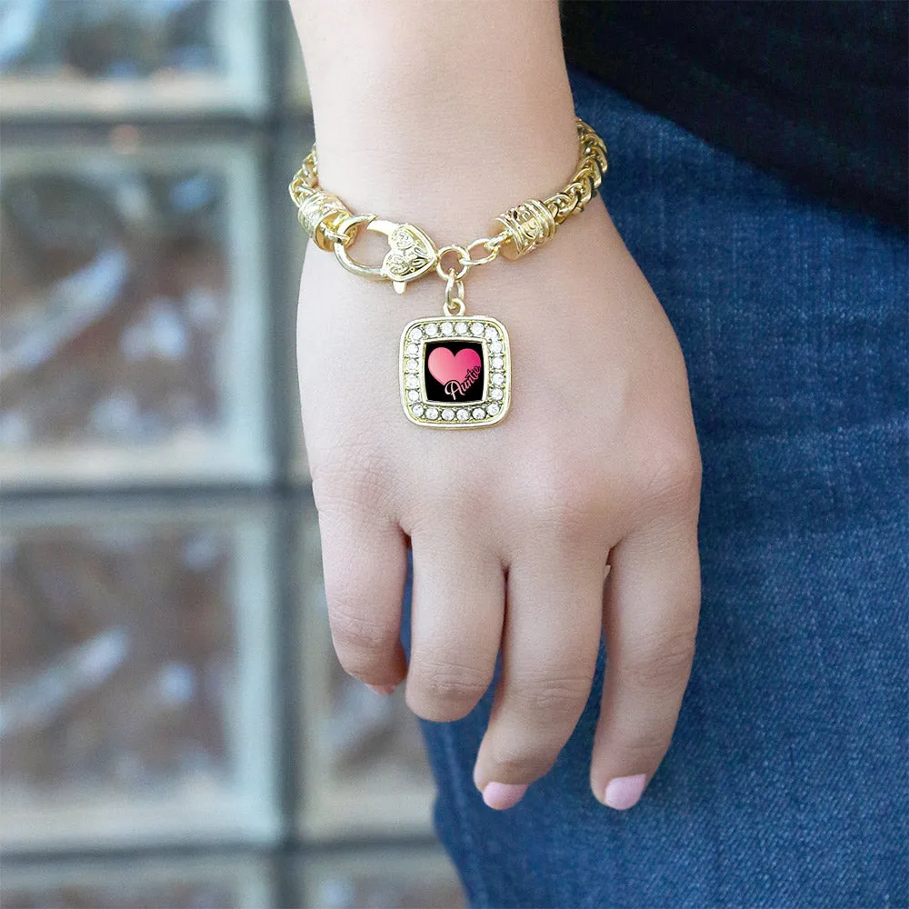 Gold Auntie Square Charm Braided Bracelet