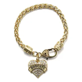 Gold Bobcats Pave Heart Charm Braided Bracelet