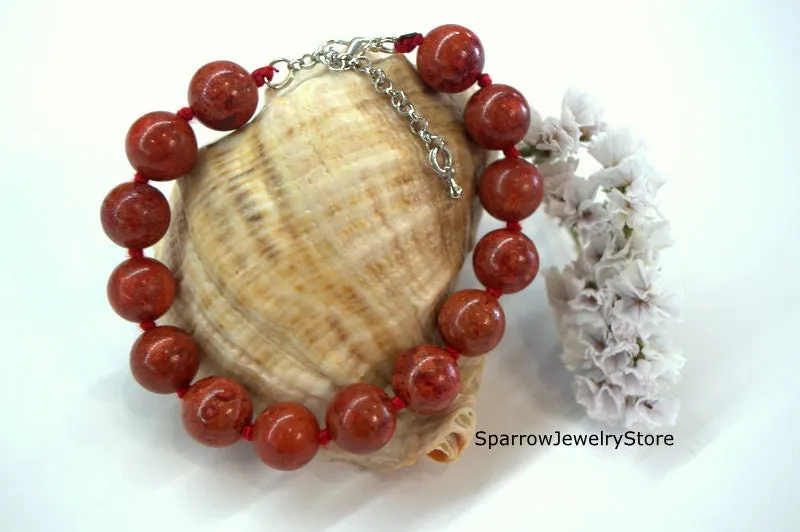 Handmade coral bracelet Genuine coral Christmas gifts for her Pesrsonalized gift for mom Protection success love talisman Red coral jewelry