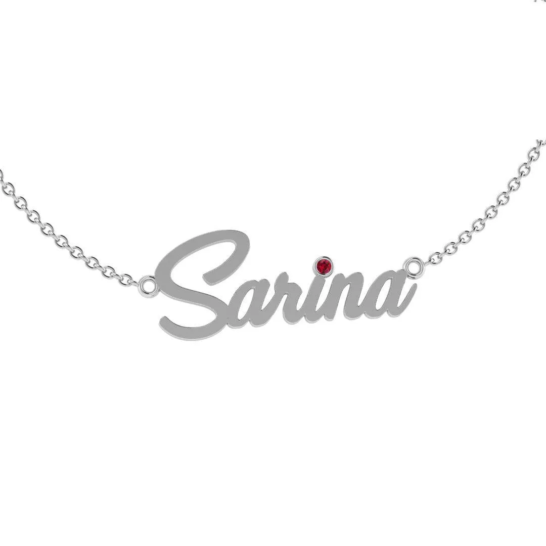 Name Necklace with Gemstone