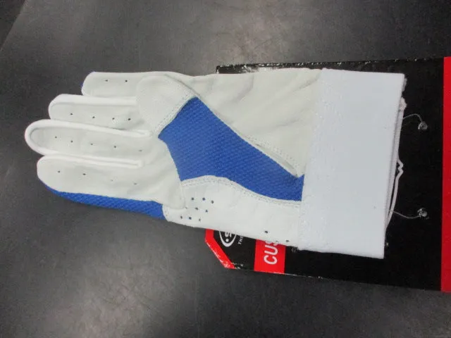 New STXX SheepSkin Leather Batting Gloves Blue/White Size Youth XL