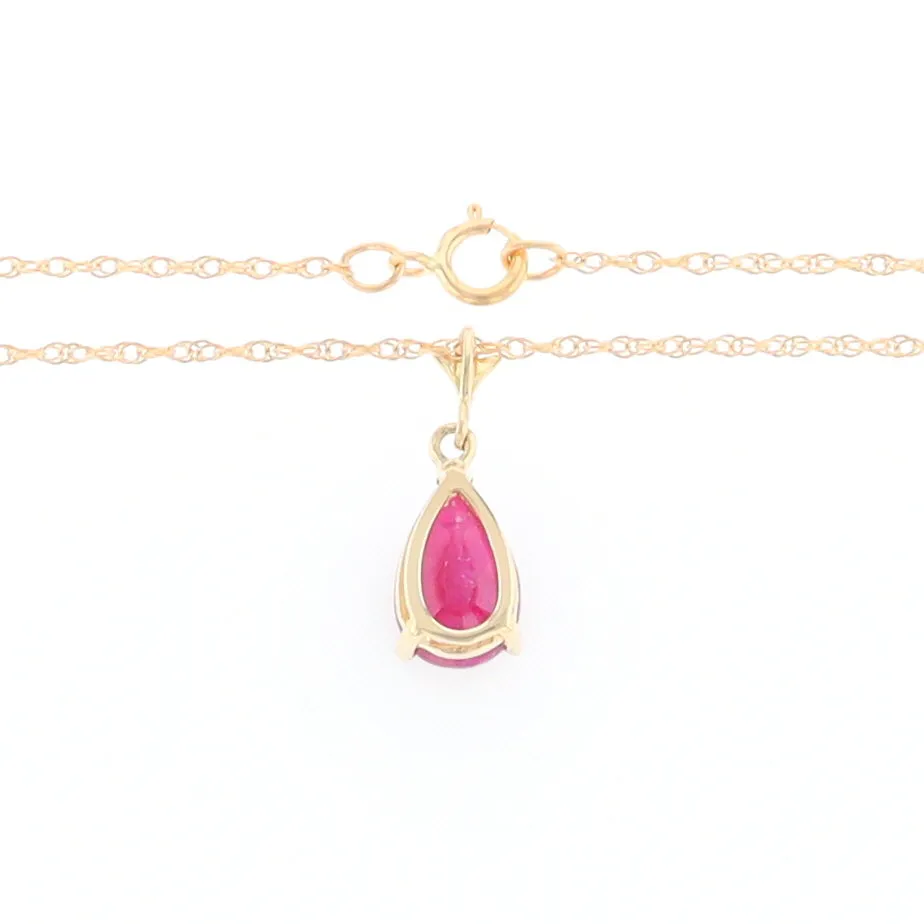 Pear Ruby Solitaire Necklace