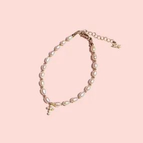 Pearl and Cross Bracelet