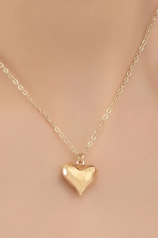 Puff Heart Necklace - Gold