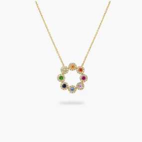 Rainbow Sapphire & Diamond Necklace