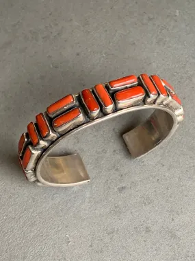 Sterling Natural Mediterranean Coral Cuff