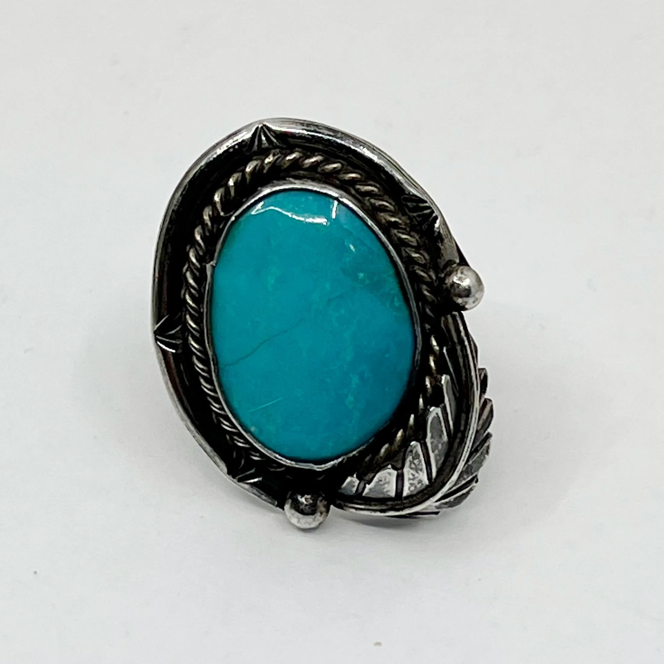 Steven Apachito Navajo sterling silver turquoise ring GM122