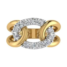 Two Tone Looped Design Ring 14K Gold