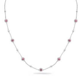 White Gold Ruby & Diamond Necklace
